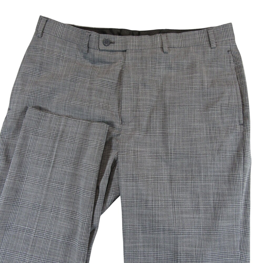 Calvin Klein Mensβ Dress Pants 36 x 32 x Slim Fit Light Gray Check Stretch